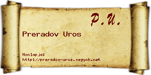 Preradov Uros névjegykártya